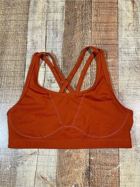 Yogasmoga Size 6 Medium Rust Orange Criss Cross Sports Bra Strappy Boho Yoga